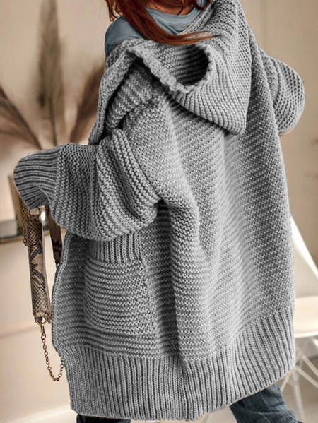 

Loosen Off Shoulder Outerwear, Gray, Cardigans