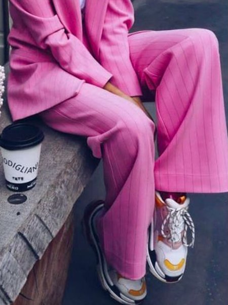 

Simple Date Daily Vintage Regular Fit Pants, Rose red, Wide Leg Pants