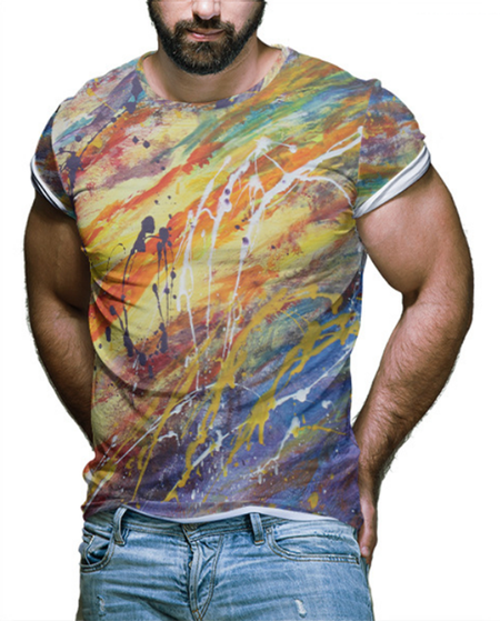

Crew Neck Short Sleeve Graffiti T-shirt, As picture, Men's t-shirts