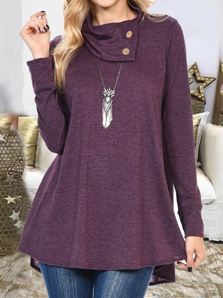 

Elegant Slim Fit Buttoned Tunic, Gray purple, Tunics