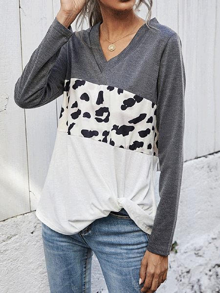 

Leopard Shirts & Tops, Gray, T-Shirts