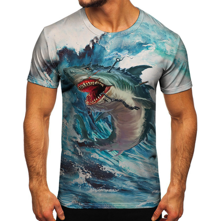 

Crew Neck Casual Cotton Blends Shirts & Tops, As picture, Men's t-shirts