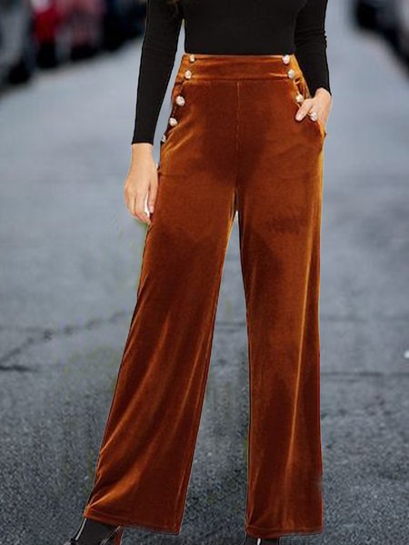 

Solid Pants, Brown, Wide Leg Pants
