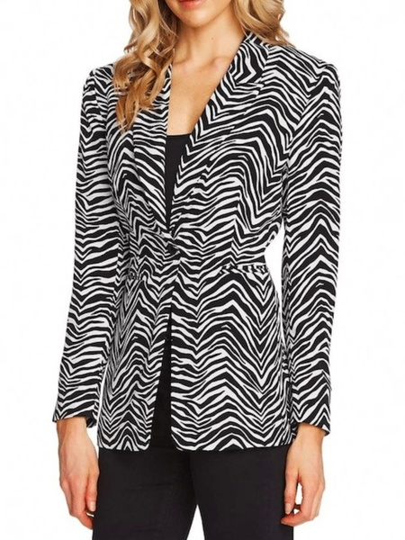 

Fall Lapel Zebra Elegant Work Formal Long sleeve Work Formal Outerwear, Zebra-stripe, Blazers
