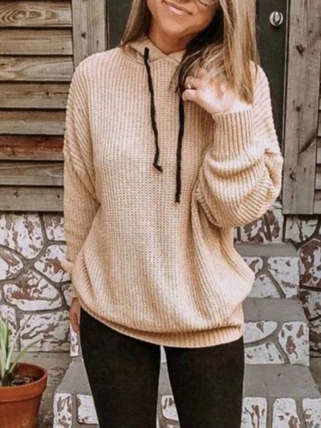 

Casual Long Sleeve Sweater, Khaki, Knitwear & Sweaters