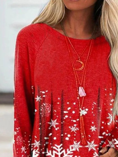 

Cotton Vintage Crew Neck Shirts & Tops, Red, Tunics