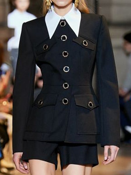 

Simple Elegant Regular Fit Plain Elegant Outerwear, Black, Coats