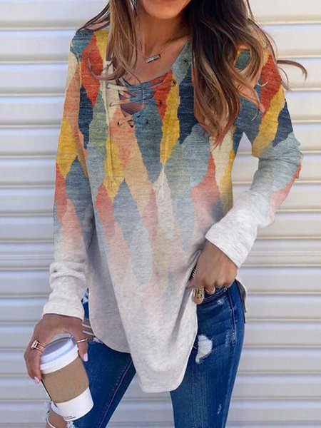 

Ribbed Casual Sweatshirt, As picture, Hoodies & Sweatshirts
