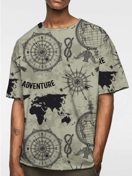 

Crew Neck Vintage Shirts & Tops, As picture, Men's t-shirts