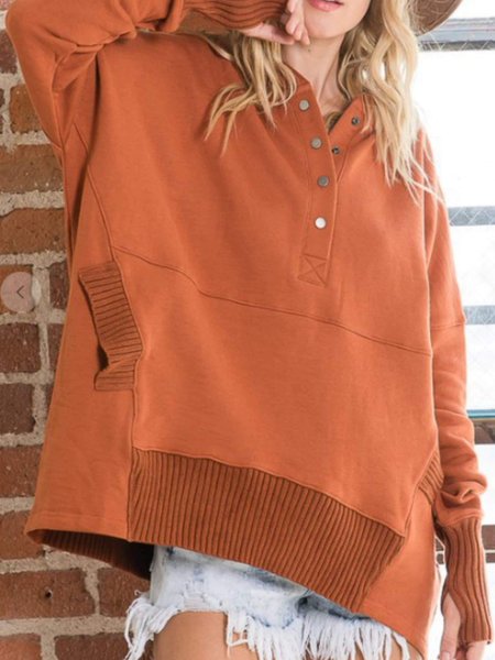 

Vacation Casual Loosen Raglan Sleeve Solid Color Oversized Hoodie Sweatshirt, Brick red, Hoodies & Sweatshirts