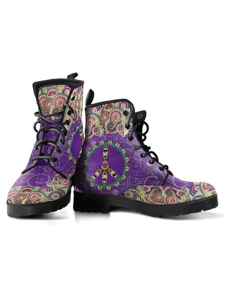

Personalized Ethnic Print Martin Combat Boots, As picture, Boots