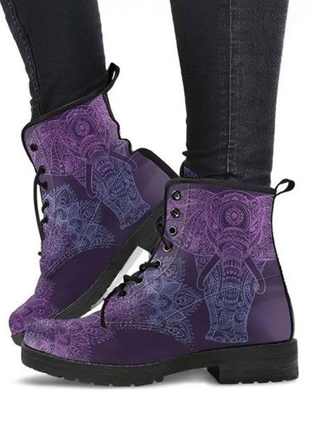 

Simple Elephant Print Martin Boots, As picture, Boots