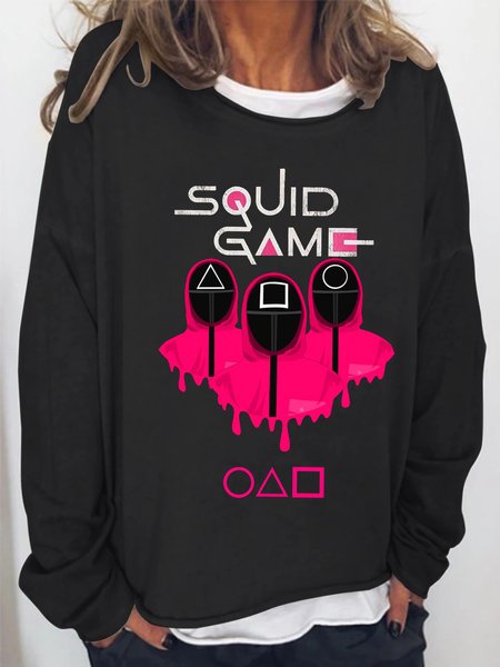 

Letter Crew Neck Casual Sweatshirt, Black, Hoodies & Sweatshirts