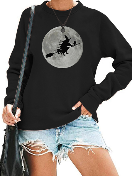 

Loosen Casual Cotton Blends Sweatshirt, Black, Hoodies & Sweatshirts