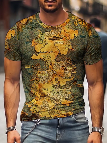 

Short Sleeve Casual Crew Neck Shirts & Tops, As picture, Men's t-shirts