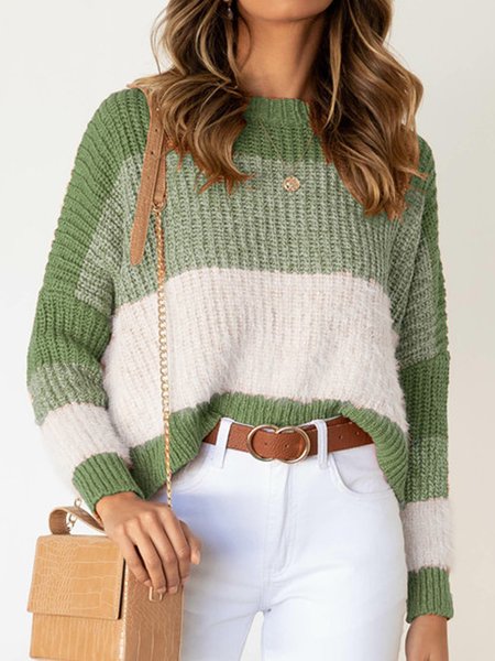 

Green Acrylic Loosen Crew Neck Sweater, Knitwear & Sweaters