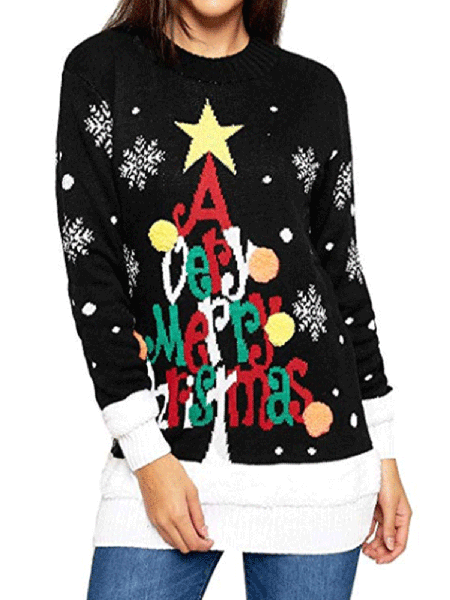 

Printed Sweater, Black, Knitwear & Sweaters