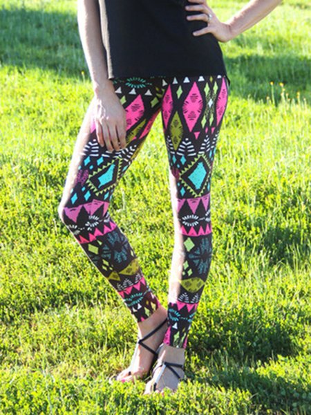 

Casuale Geometrico Farfalla Paisley Pantaloni, Rosa scuro, Leggings