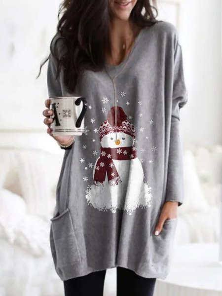 

Natale natale Maniche Lunghe Girocollo taglia grande Stampato Top T-shirts, Grigio, Hoodies & Sweatshirts