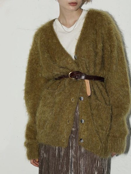 

Long Sleeve Solid Loosen Daily Outerwear, As picture, Cardigans