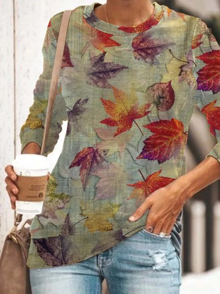 

Leaves Vacation Crew Neck Sweatshirt, As picture, Hoodies & Sweatshirts