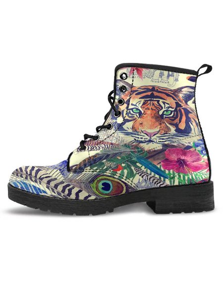 

Vintage Tiger Print Martin Boots, As picture, Boots