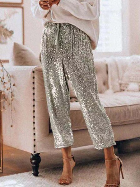 

Allentare Casuale Pantaloni, Argento, Pants