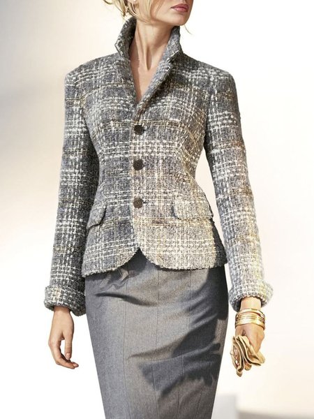 

Long Sleeve Work Skinny Outerwear, Gray, Blazers