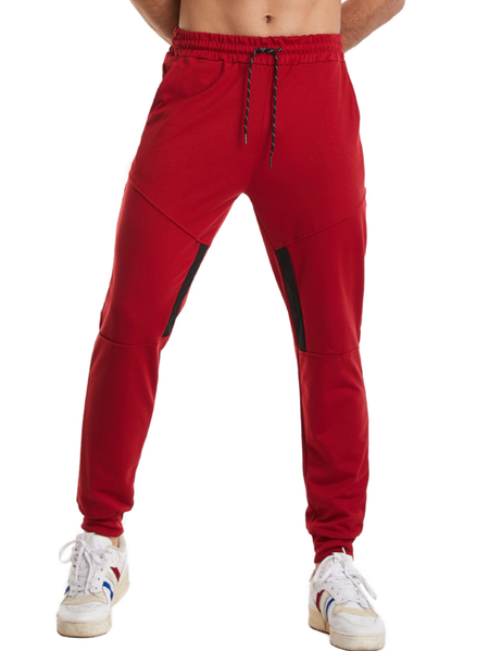 

Men's Elastic Waist Casual Sports Pants, Red, Pants