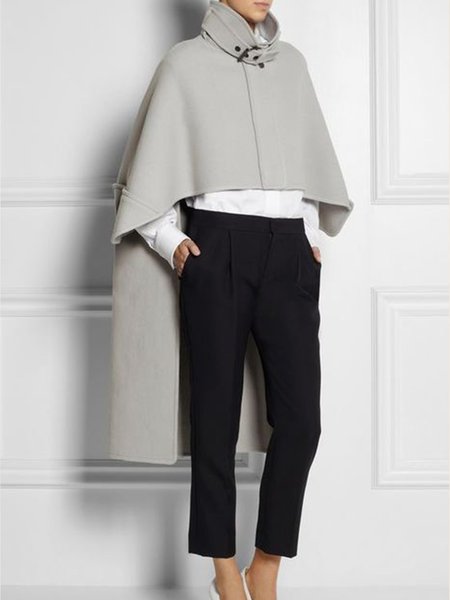 

Stand Collar Elegant Solid Outerwear, Gray, Coats