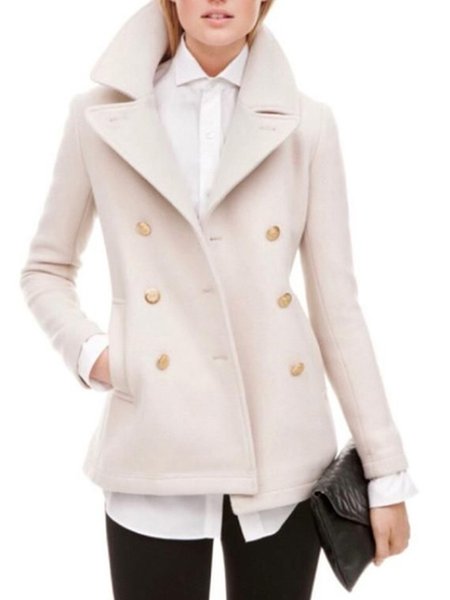 

Closure Collar Regular Fit Elegant Outerwear, Beige, Coats