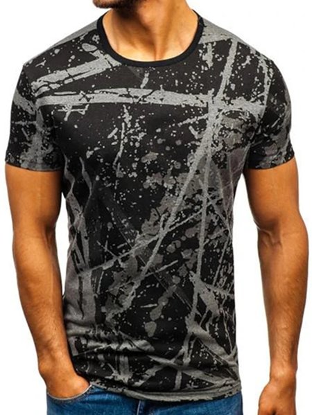 

Camo Crew Neck Short Sleeve Shirts & Tops, As picture, Men's t-shirts