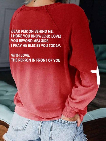 

LOVE LIKE JESUS Letter Regular Fit Casual Sweatshirt, Red, Sweatshirts & Hoodies