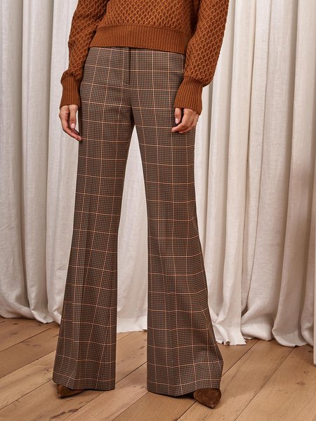 

Vintage Grid Elegant Regular Fit Pants, As picture, Straight Leg Pants