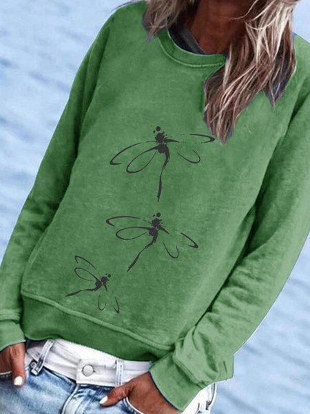

Regular Fit Crew Neck Dragonfly Sweatshirt, Green, Hoodies & Sweatshirts