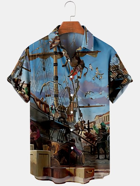 

Casual Short Sleeve Shirts, Yellow, Men's Floral shirt