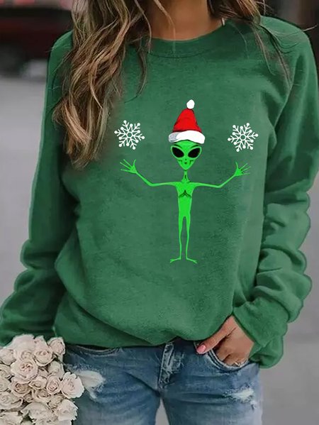 

Alien Santa Claus Merry Christmas women's sweatshirt, Green, Hoodies&Sweatshirts