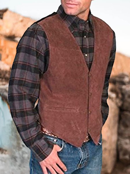 

Cotton Sleeveless Casual Vests, As picture, Outerwear