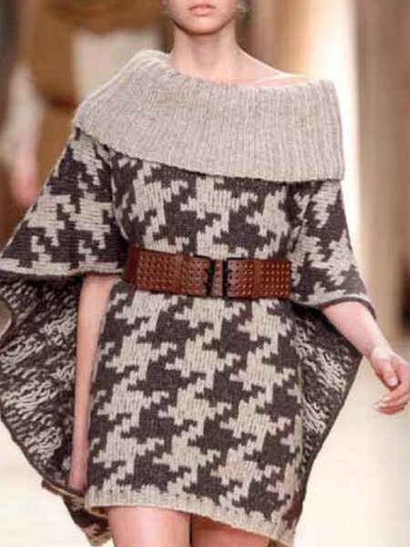 

Lady Houndstooth Regular Fit Mini Dress, Brown, Mini Dresses