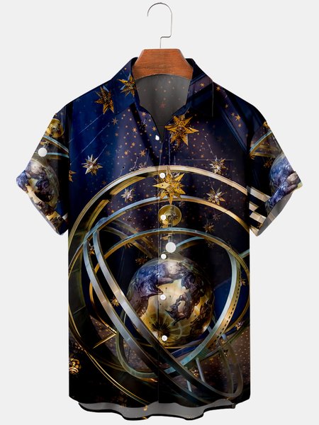 

Casual Short Sleeve Shirts, Blue, Men's Floral shirt