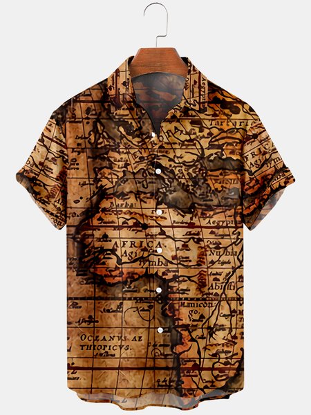

Shirt Collar Casual Shirts, Brown, Men's Floral shirt
