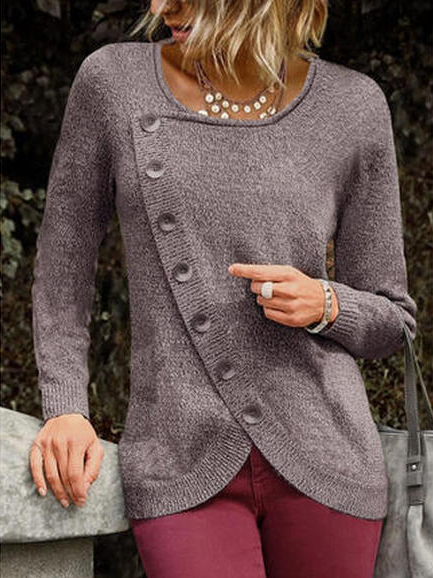 

Crew Neck Casual Acrylic Sweater, Taupe, Cardigans & Sweaters