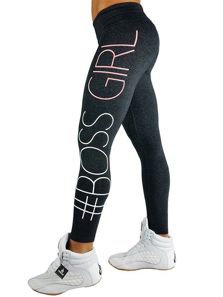 

Plain Skinny High Stretch Letter Leggings, Deep gray, Leggings