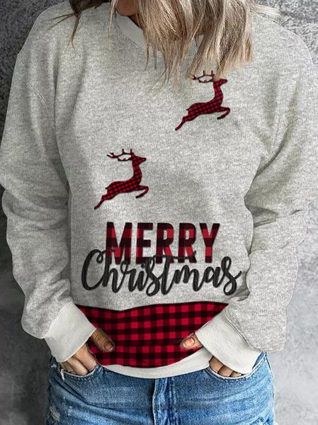 

Christmas Cotton Blends Sweatshirt, Gray, Hoodies & Sweatshirts
