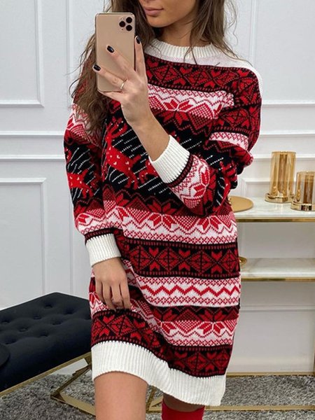 

Girocollo Animale Regolare In Forma Maglione, Vino rosso, Sweater