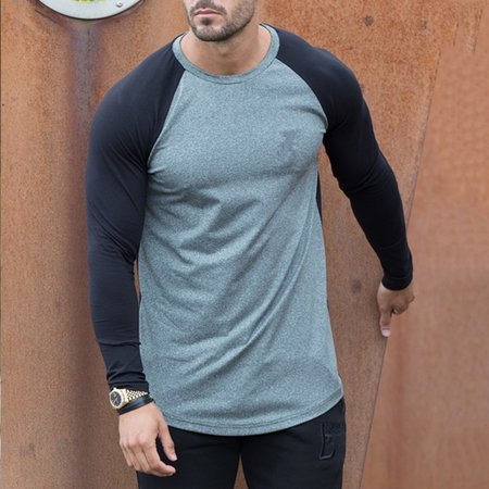 

Cotton Long Sleeve Shirts & Tops, Gray, T-shirt