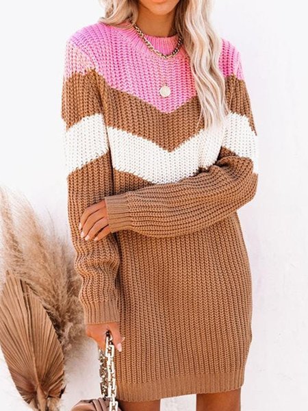 

Elegante Multicolore Regolare In Forma Maglione, Caffè chiaro, Sweater