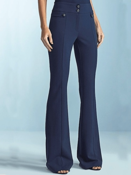 

Work Formal Fall Mid-weight Zipper fly Regular fit Pants, Navyblue, Wide Leg Pants
