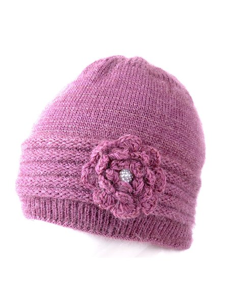 

Simple 3D Flower Rhinestone Warm Hat, Cameo, Hats