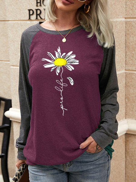 

Pro Life Daisy Regular Fit Crew Neck Casual Sweatshirt, Red, Hoodies&Sweatshirts